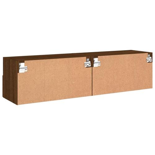 Tv-borde til væg 2 stk. 60x30x30 cm konstrueret træ brunt eg