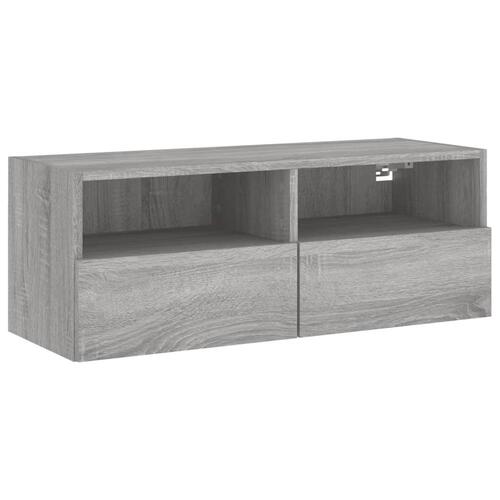 Væghængt tv-bord 80x30x30 cm konstrueret træ grå sonoma-eg