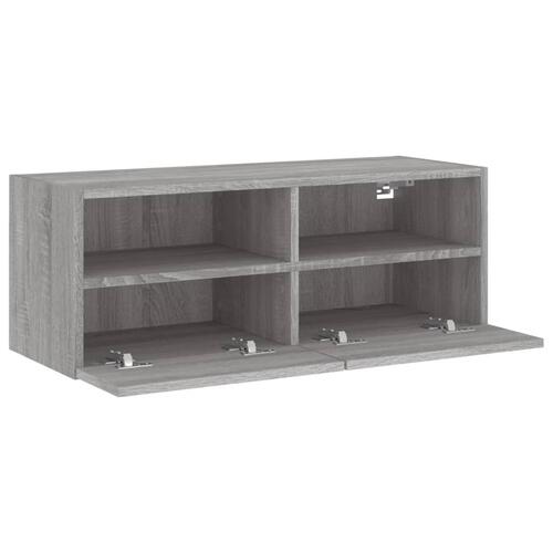 Væghængt tv-bord 80x30x30 cm konstrueret træ grå sonoma-eg