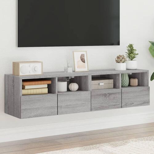 Tv-borde til væg 2 stk. 60x30x30 cm konstrueret træ grå sonoma
