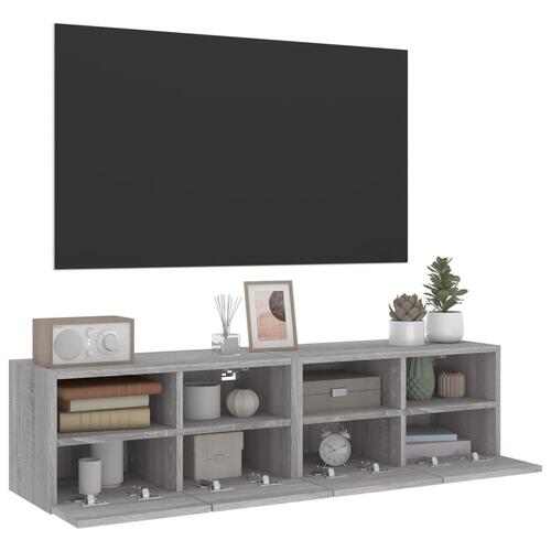 Tv-borde til væg 2 stk. 60x30x30 cm konstrueret træ grå sonoma