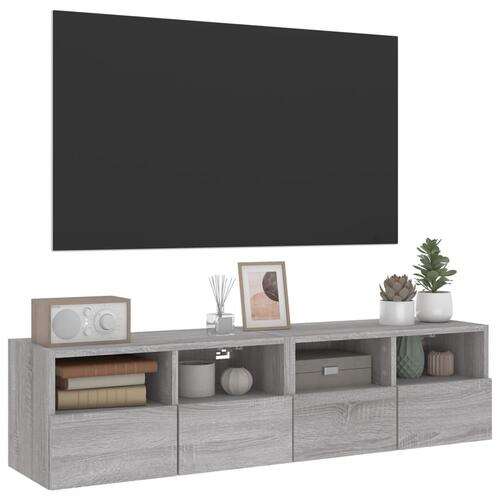 Tv-borde til væg 2 stk. 60x30x30 cm konstrueret træ grå sonoma