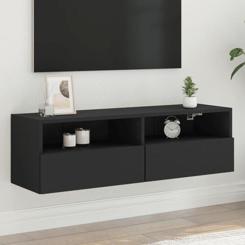 Væghængt tv-bord 100x30x30 cm konstrueret træ sort