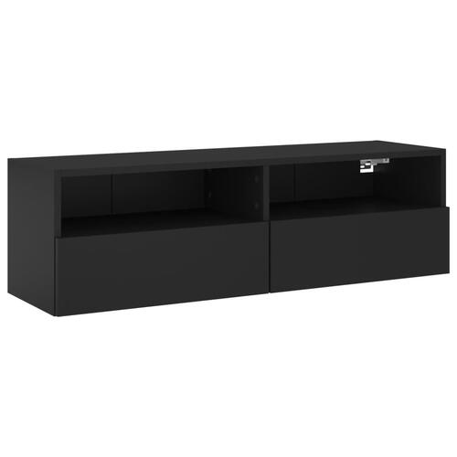 Væghængt tv-bord 100x30x30 cm konstrueret træ sort