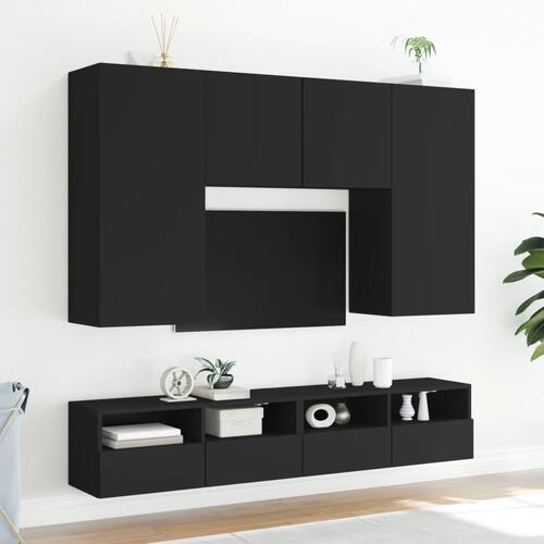 Væghængt tv-bord 100x30x30 cm konstrueret træ sort