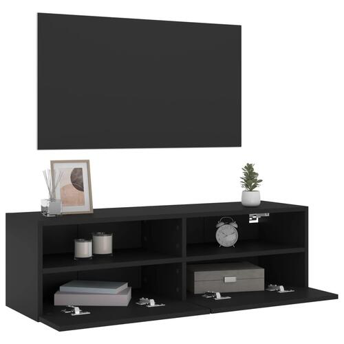 Væghængt tv-bord 100x30x30 cm konstrueret træ sort