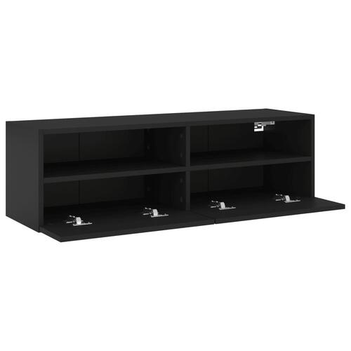 Væghængt tv-bord 100x30x30 cm konstrueret træ sort