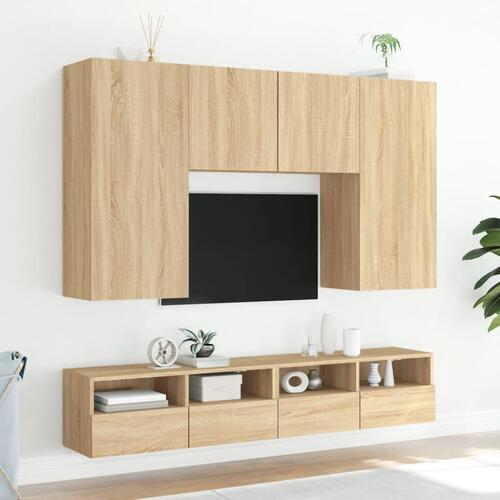 Væghængte tv-borde 2 stk. 80x30x30 cm konstrueret træ sonoma-eg