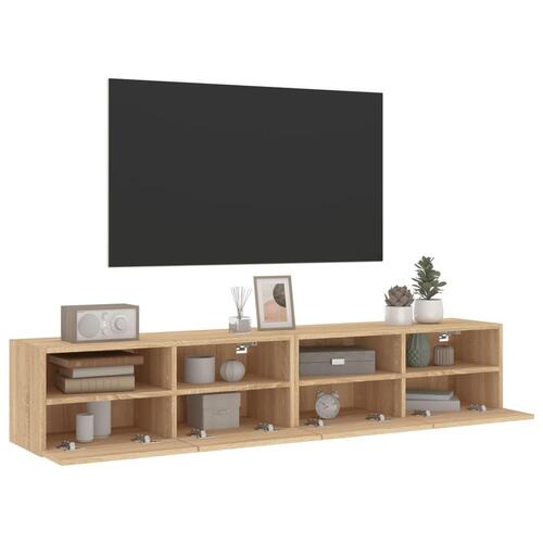Væghængte tv-borde 2 stk. 80x30x30 cm konstrueret træ sonoma-eg