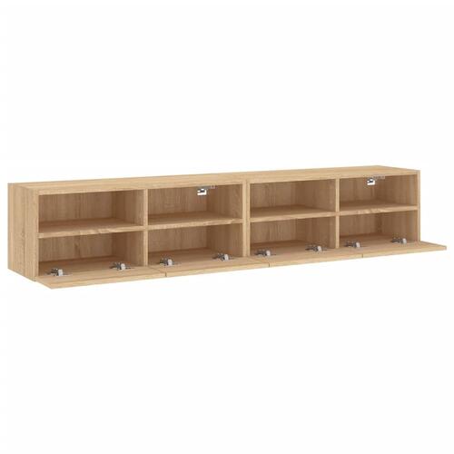Væghængte tv-borde 2 stk. 80x30x30 cm konstrueret træ sonoma-eg