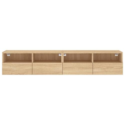 Væghængte tv-borde 2 stk. 80x30x30 cm konstrueret træ sonoma-eg