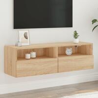Væghængt tv-bord 100x30x30 cm konstrueret træ sonoma-eg