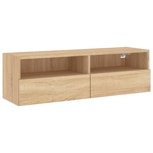 Væghængt tv-bord 100x30x30 cm konstrueret træ sonoma-eg