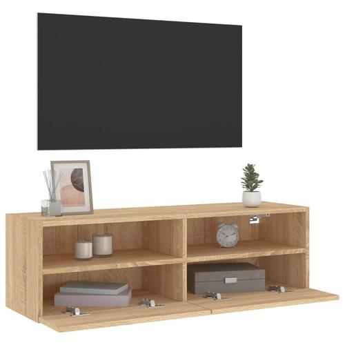 Væghængt tv-bord 100x30x30 cm konstrueret træ sonoma-eg