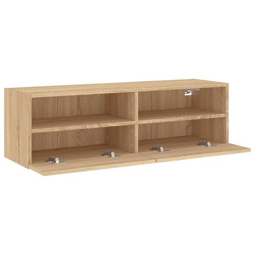 Væghængt tv-bord 100x30x30 cm konstrueret træ sonoma-eg