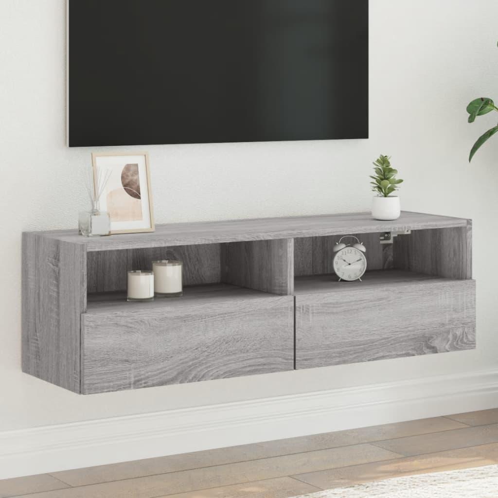 Væghængt tv-bord 100x30x30 cm konstrueret træ grå sonoma-eg