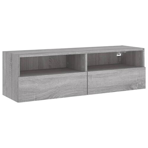 Væghængt tv-bord 100x30x30 cm konstrueret træ grå sonoma-eg