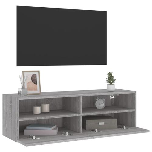 Væghængt tv-bord 100x30x30 cm konstrueret træ grå sonoma-eg
