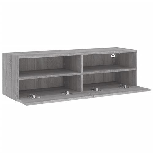 Væghængt tv-bord 100x30x30 cm konstrueret træ grå sonoma-eg