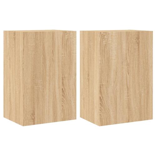 Væghængt tv-bord 2 stk. 40,5x30x60 cm konstrueret træ sonoma-eg