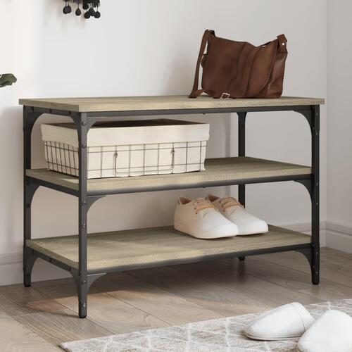 Skobænk 70x38,5x49 cm konstrueret træ sonoma-eg