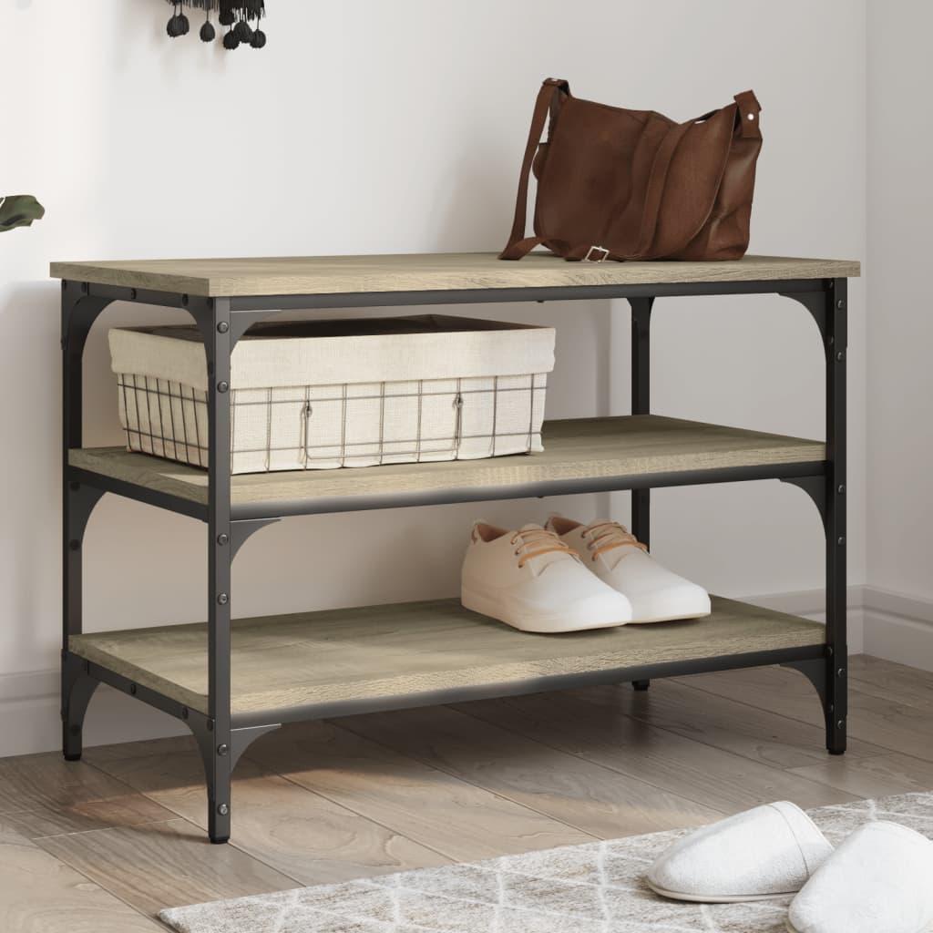 Skobænk 70x38,5x49 cm konstrueret træ sonoma-eg