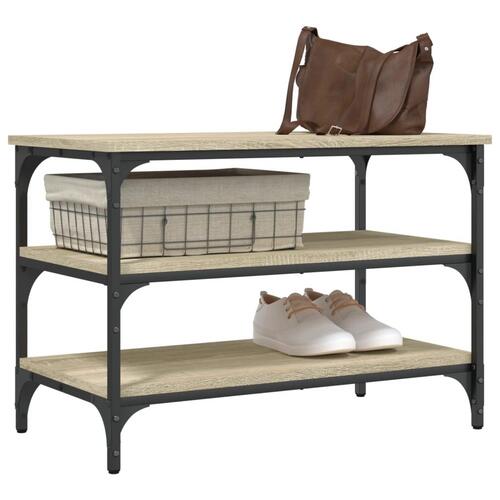 Skobænk 70x38,5x49 cm konstrueret træ sonoma-eg