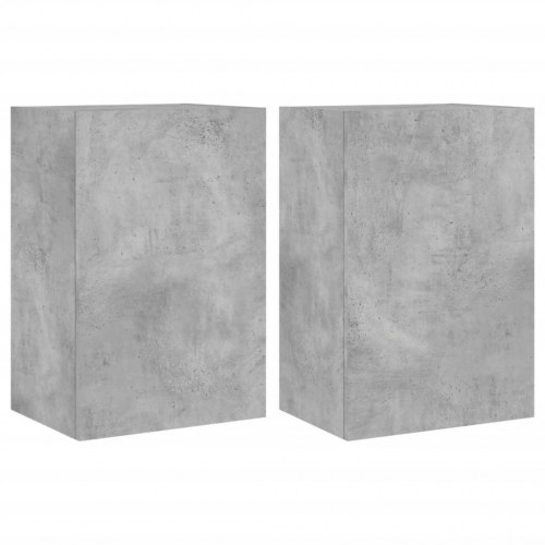 Væghængt tv-bord 2 stk. 40,5x30x60 cm konstrueret træ betongrå