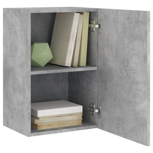 Væghængt tv-bord 2 stk. 40,5x30x60 cm konstrueret træ betongrå