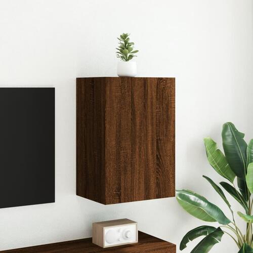Væghængt tv-bord 40,5x30x60 cm konstrueret træ brunt egetræ