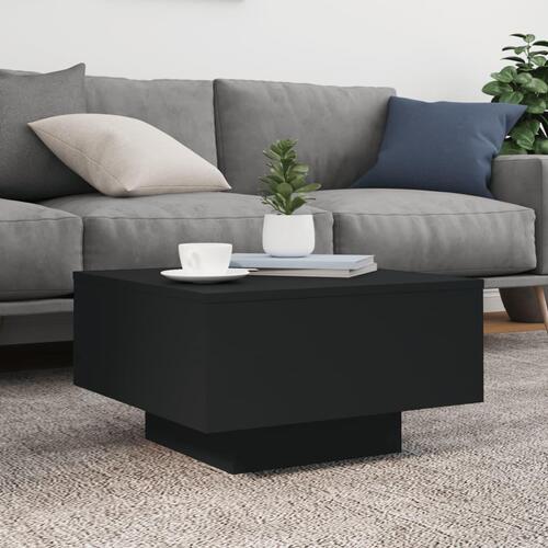 Sofabord med LED-lys 55x55x31 cm sort