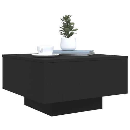 Sofabord med LED-lys 55x55x31 cm sort