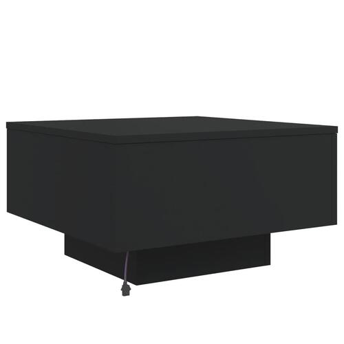 Sofabord med LED-lys 55x55x31 cm sort