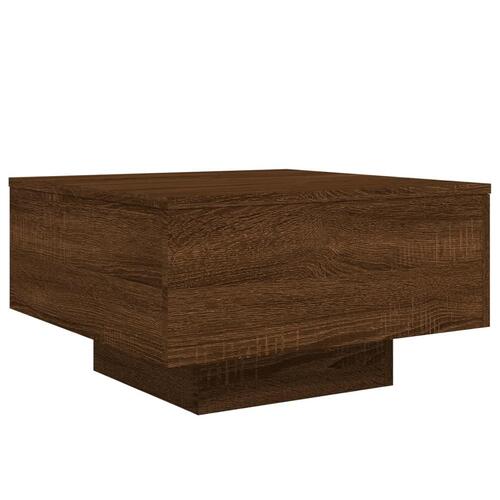 Sofabord med LED-lys 55x55x31 cm brun egetræsfarve