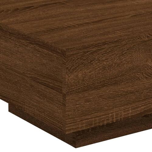 Sofabord med LED-lys 55x55x31 cm brun egetræsfarve