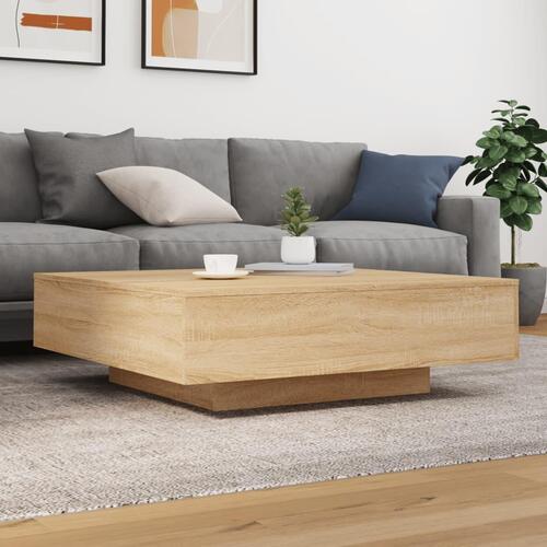 Sofabord med LED-lys 100x100x31 cm sonoma-eg