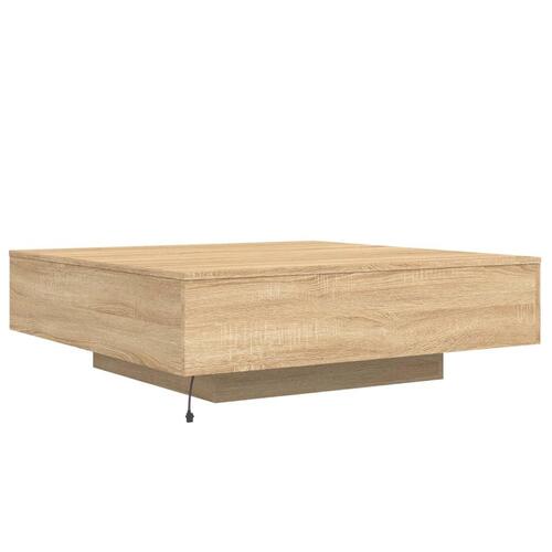Sofabord med LED-lys 100x100x31 cm sonoma-eg