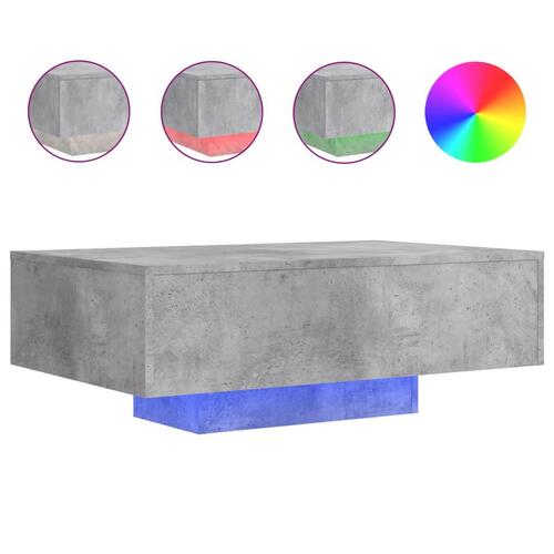 Sofabord med LED-lys 85x55x31 cm betongrå