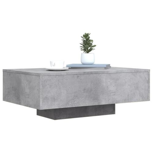 Sofabord med LED-lys 85x55x31 cm betongrå