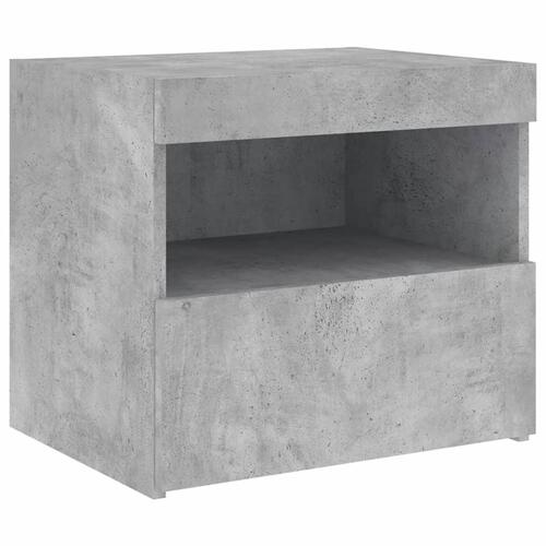 Sengebord med LED-lys 50x40x45 cm betongrå