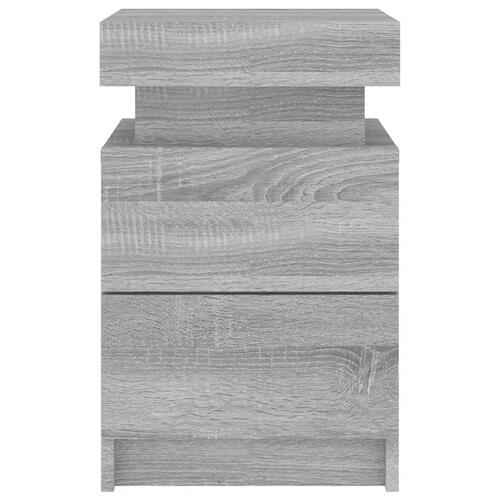 Sengeborde 2 stk. med LED-lys 35x39x55 cm grå sonoma-eg