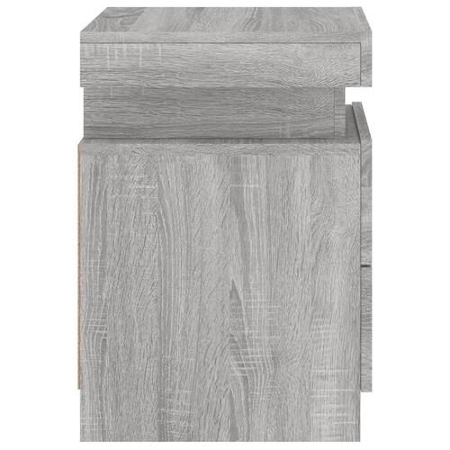 Sengeborde 2 stk. med LED-lys 35x39x55 cm grå sonoma-eg