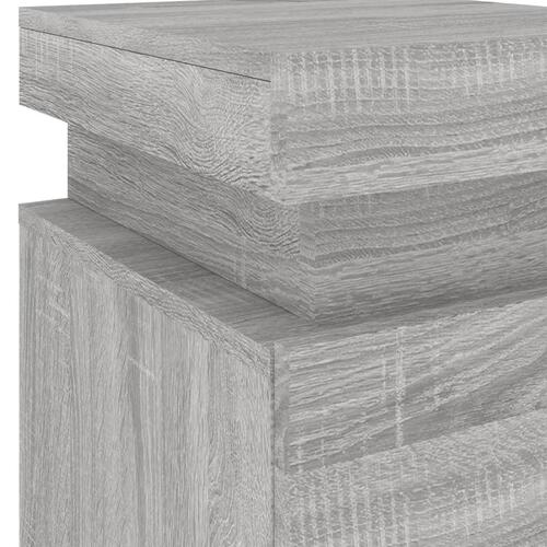 Sengeborde 2 stk. med LED-lys 35x39x55 cm grå sonoma-eg