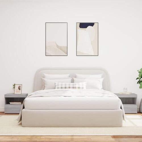 Sengeborde 2 stk. med LED-lys 50x40x45 cm grå sonoma-eg
