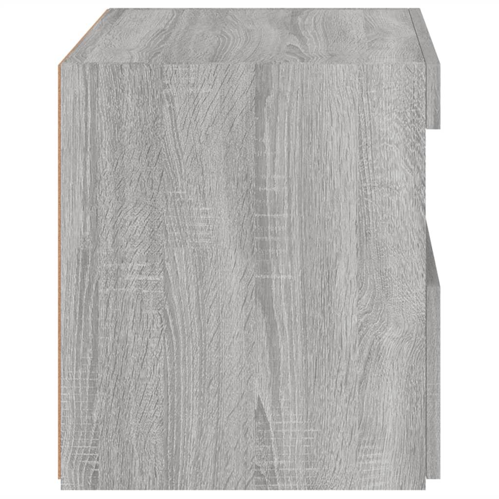 Sengeborde 2 stk. med LED-lys 50x40x45 cm grå sonoma-eg