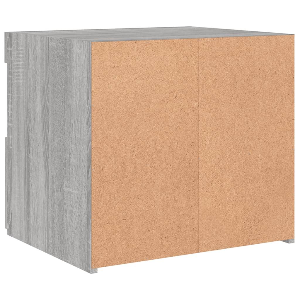 Sengeborde 2 stk. med LED-lys 50x40x45 cm grå sonoma-eg