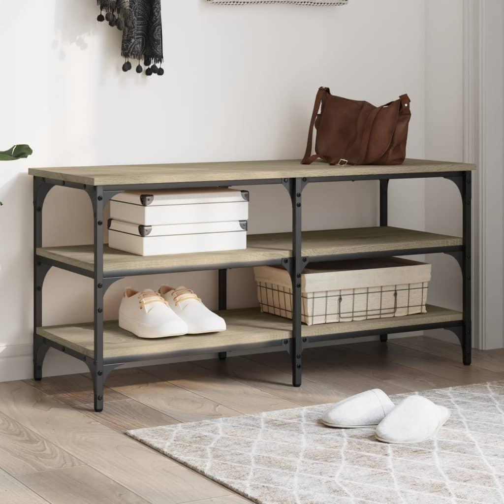 Skobænk 100x38,5x49 cm konstrueret træ sonoma-eg