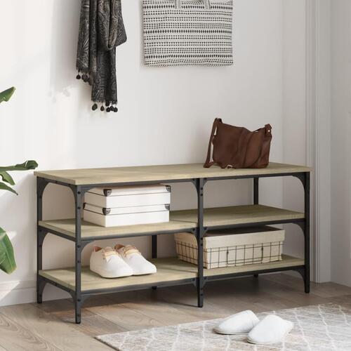 Skobænk 100x38,5x49 cm konstrueret træ sonoma-eg