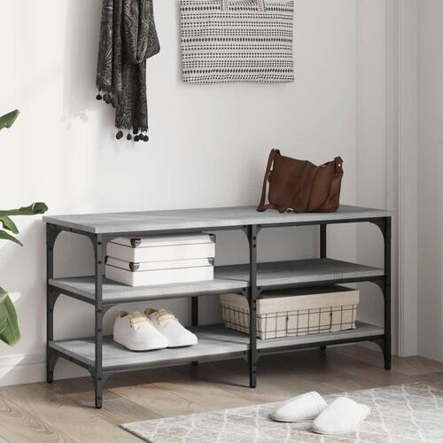 Skobænk 100x38,5x49 cm konstrueret træ grå sonoma-eg