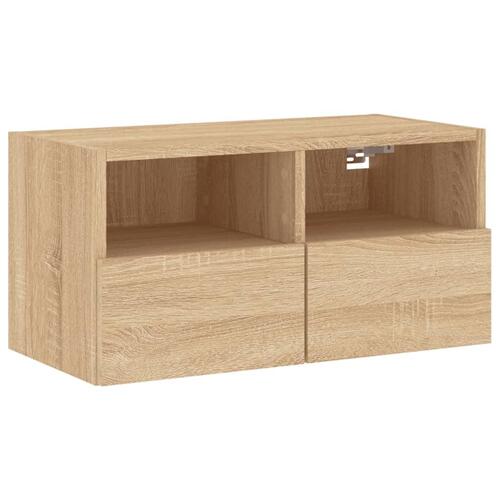 Væghængt tv-bord 60x30x30 cm konstrueret træ sonoma-eg
